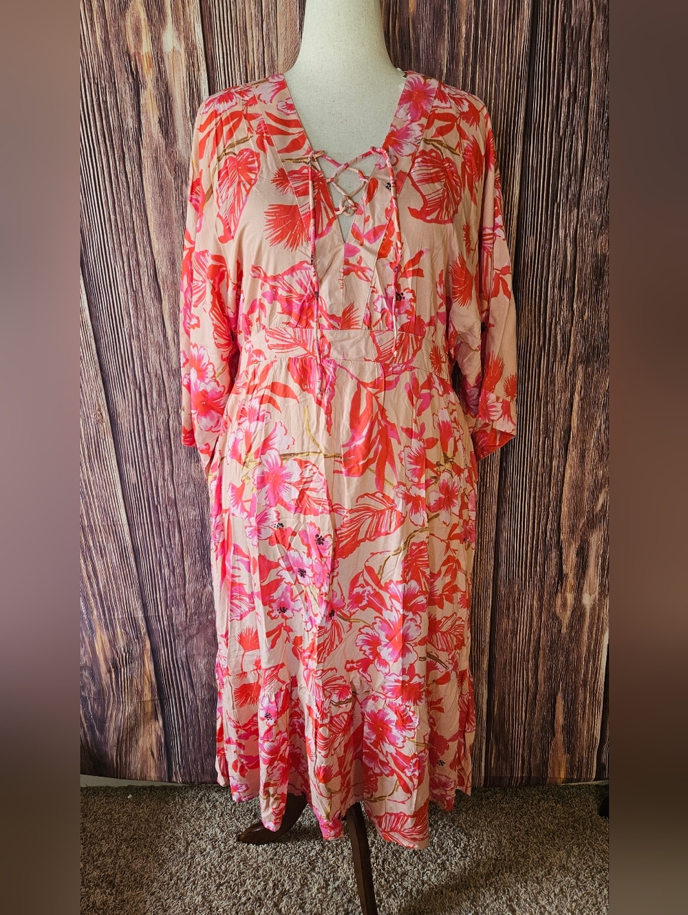 NWT Onshore Floral Print Midi Dress with PocketsOSFM